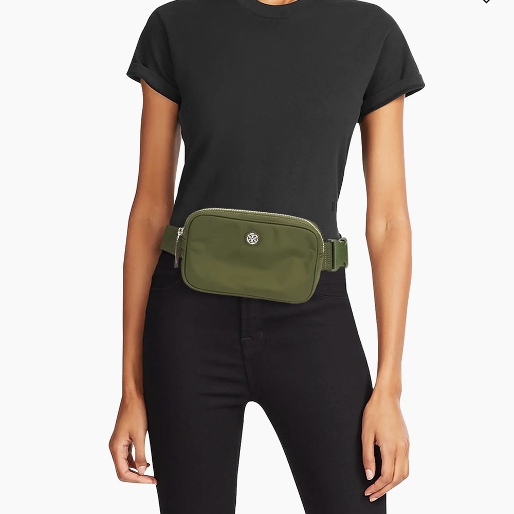 Authentic Tory Burch Olive Green Virginia Nylon Belt Bag